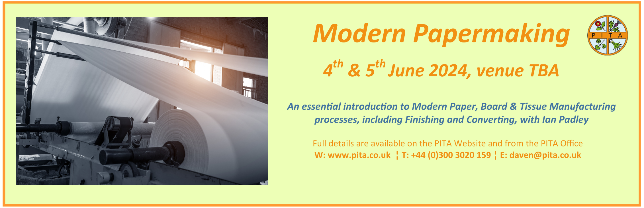 Modern Papermaking Course June 2024 new contact
