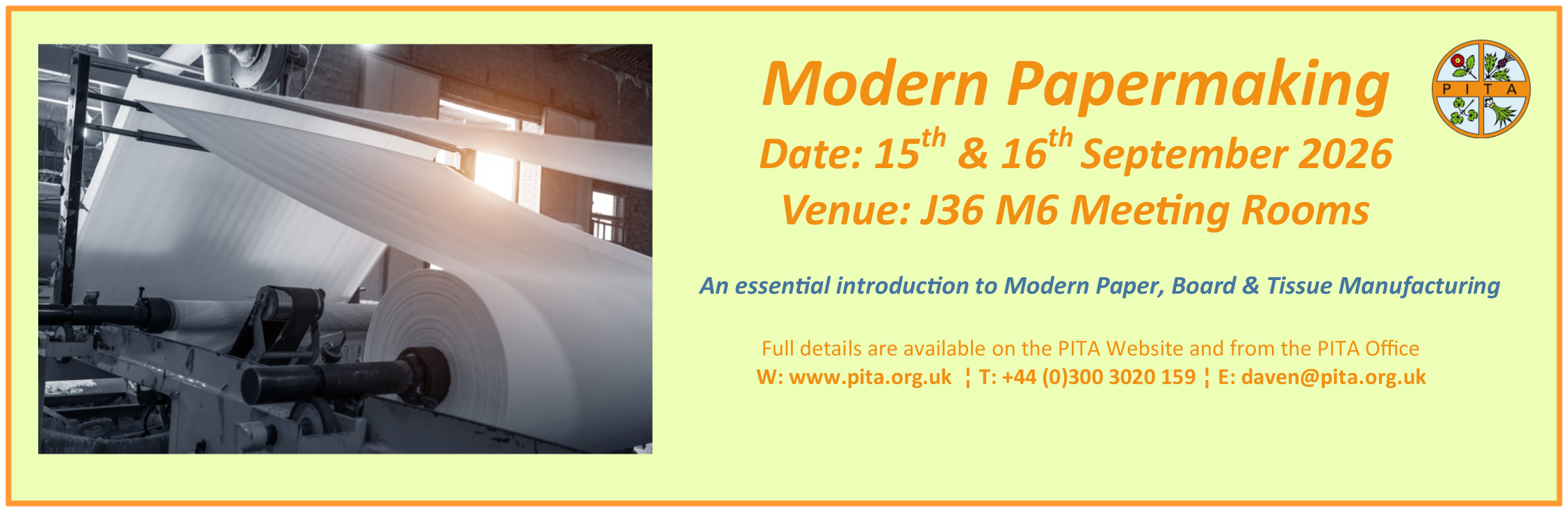 Modern Papermaking Course Sept 2026 banner
